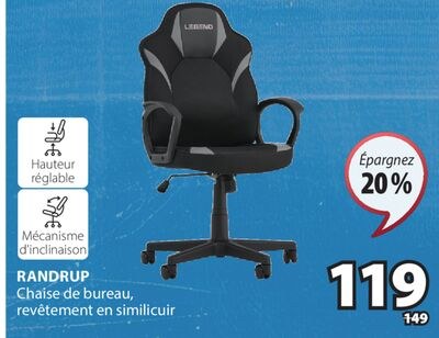 RANDRUP Chaise de bureau, revêtement en simili …