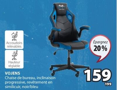 VOJENS Chaise de bureau, inclinaison progressive
