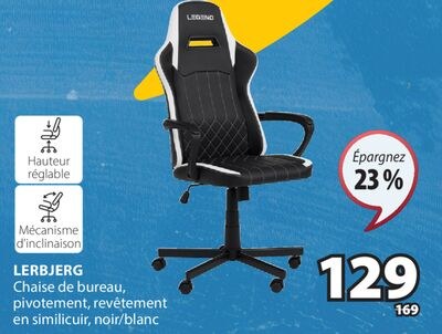 LERBJERG Chaise de bureau