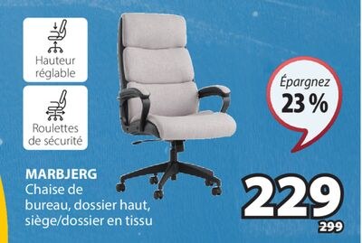 MARBJERG Chaise de bureau, dossier haut, siège/…