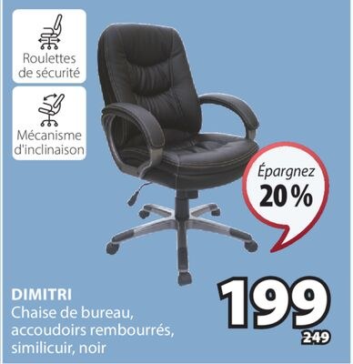 DIMITRI Chaise de bureau, accoudoirs rembourrés…