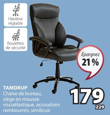 TAMDRUP Chaise de bureau, siège en mousse visco…