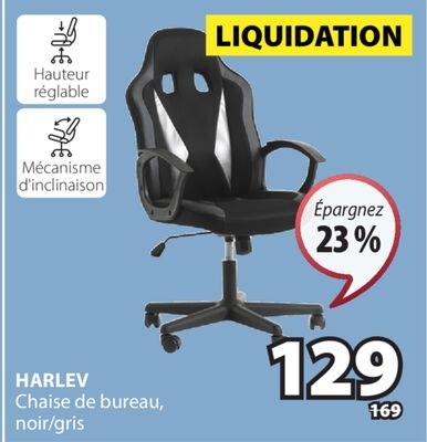 HARLEV Chaise de bureau, noir/gris
