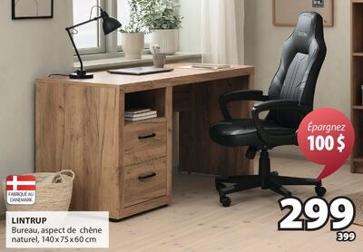 LINTRUP Bureau, aspect de chêne naturel