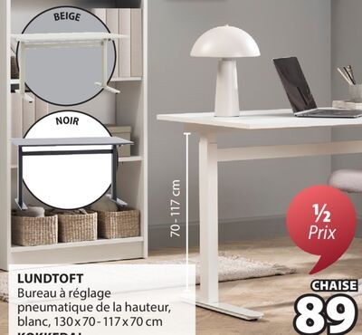 LUNDTOFT Bureau à réglage pneumatique de la hau…