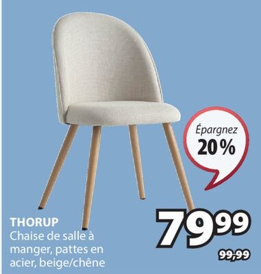 THORUP Chaise de salle à manger, pattes en acier