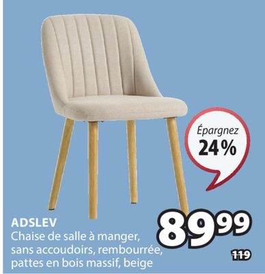 ADSLEV Chaise de salle à manger, sans accoudoir…