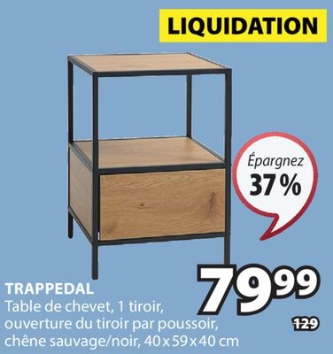 TRAPPEDAL Table de chevet, 1 tiroir, ouverture …