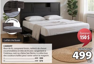 CARDIFF Base de lit comprend tiroirs, table(s) …