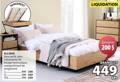 ELLINGE Base de lit, avec mécanisme de levage h…