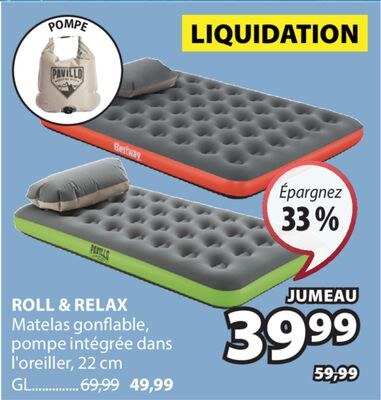 ROLL & RELAX Matelas gonflable, pompe intégrée …