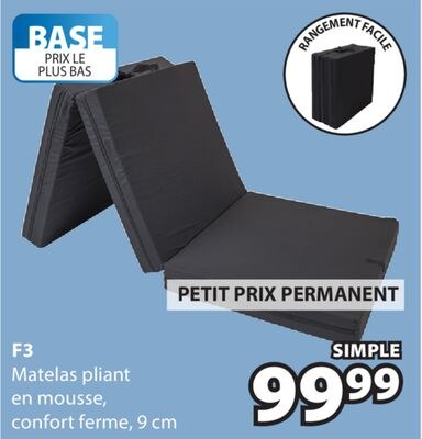 F3 Matelas pliant en mousse, confort ferme