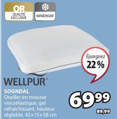 Oreiller en mousse viscoélastique, gel rafraîch…