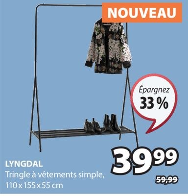 LYNGDAL Tringle à vêtements simple