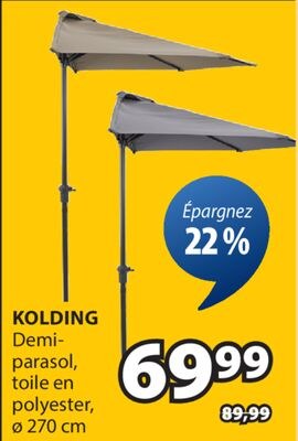 KOLDING Demi-parasol, toile en polyester
