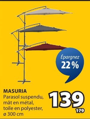 MASURIA Parasol suspendu