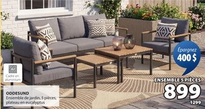 ODDESUND Ensemble de jardin, 5 pièces, plateau …