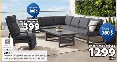 VONGE Ensemble de jardin, canapé en coin, table…