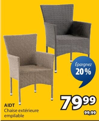AIDT Chaise extérieure empilable