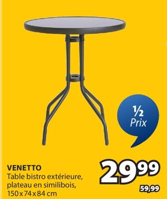 Table bistro extérieure, plateau en similibois