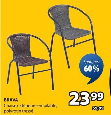 BRAVA Chaise extérieure empilable, polyrotin tr…
