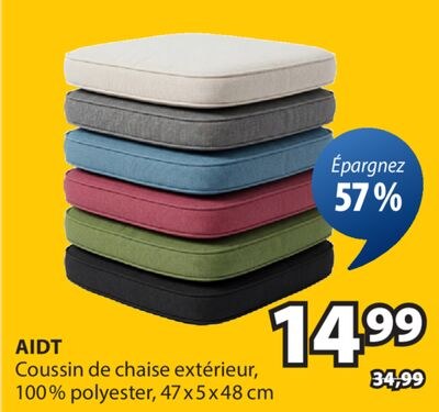 AIDT Coussin de chaise extérieure