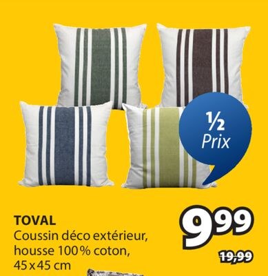 TOVAL Coussin déco extérieur