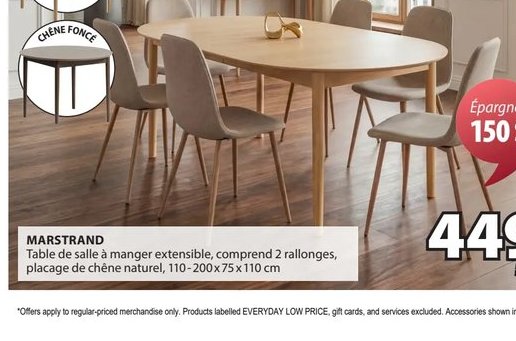MARSTRAND Table de salle à manger extensible