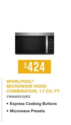 WHIRLPOOL® MICROWAVE HOOD COMBINATION, 1.7 CU. …