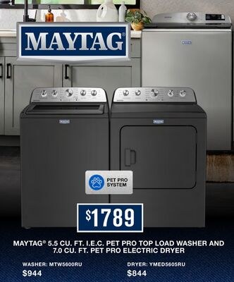 MAYTAG® 5.5 CU. FT. I.E.C. PET PRO TOP LOAD WAS…