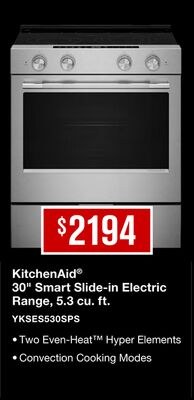 KitchenAid® 30" Smart Slide-in Electric Range, …