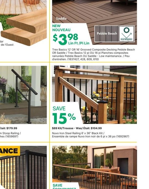 Trex Basics 12 DB Grooved Composite Decking Peb…