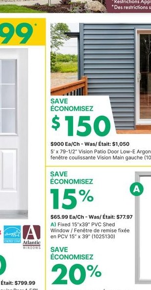 Vinyl Patio Door Low E