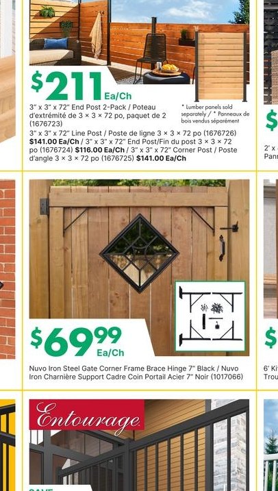 Hoft 3' x 3' Post / Poste de bois 6 x 6