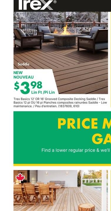 Trex Saddle 12' x 8' Grooved Composite Decking