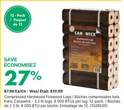 Bûches compressées bois franc Canawick
