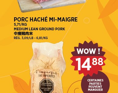 Pork haché mi-maigre