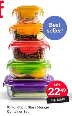 10 Pc. Clip It Glass Storage Container Set