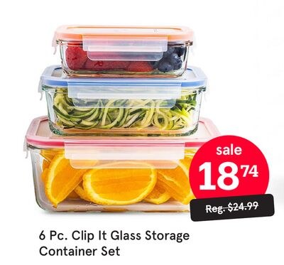 6 Pc. Clip It Glass Storage Container Set