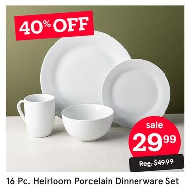 16 Pc. Heirloom Porcelain Dinnerware Set