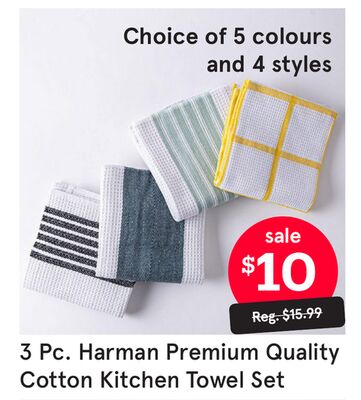 3 Pc. Harman Premium Quality Cotton Kitchen Tow…
