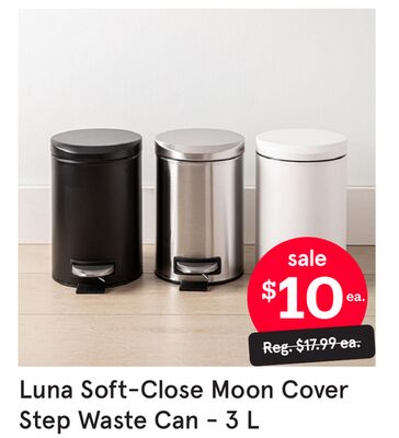 Luna Soft-Close Moon Cover Step Waste Can - 3 L