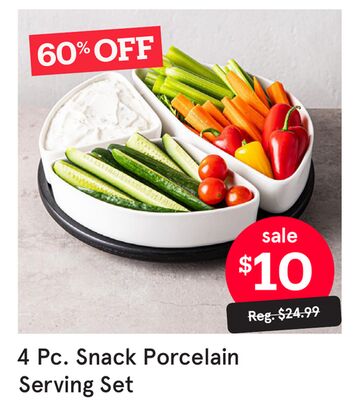 4 Pc. Snack Porcelain Serving Set