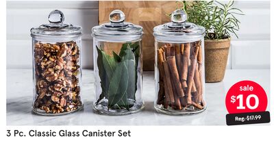 3 Pc. Classic Glass Canister Set