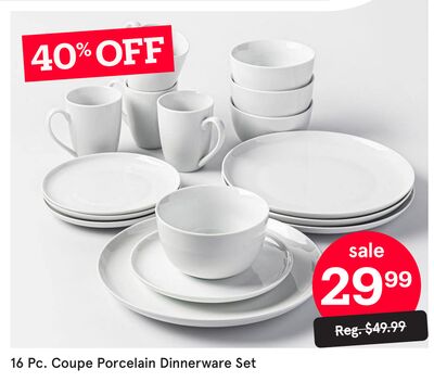 16 Pc. Coupe Porcelain Dinnerware Set