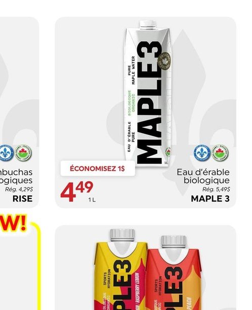 MAPLE 3 Eau d'érable biologique