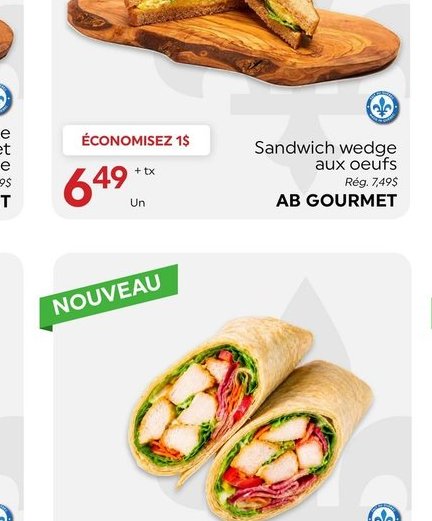 AB Gourmet Sandwich wedge aux oeufs