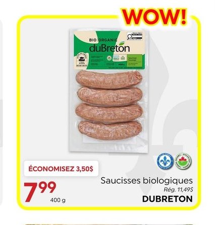 Saucisses biologiques DUBRETON