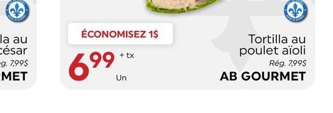 AB Gourmet Tortilla au poulet ail