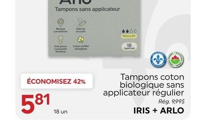 Iris + Arlo Tampons sans applicateur